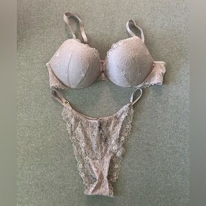 Lilac high waisted lace push-up bra and panty set from Victoria’s Secret